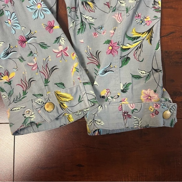 ANTHROPOLOGIE Victoria Floral Cargo Utility Pants High Rise Gray Blue Size 4 - Picture 9 of 14